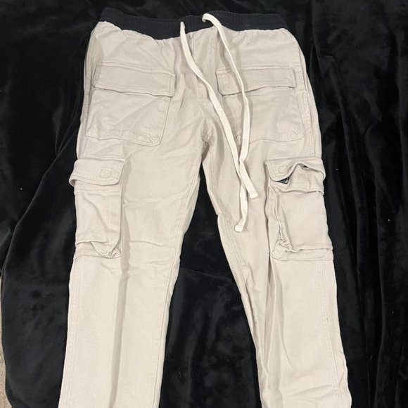 Khaki / Cream Urban Outfitters Standard Cloth Large Cargo Pants - Picture 1 of 6